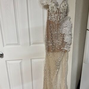 Elegant Beaded dress with Floral Accents